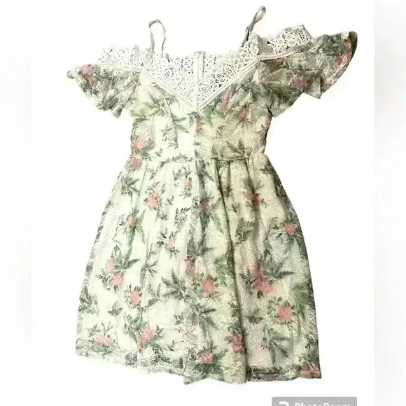 DINSEY PRINCESS WHITE OFF THE SHOULDER FLOWER DRESS - Picture 3 of 4